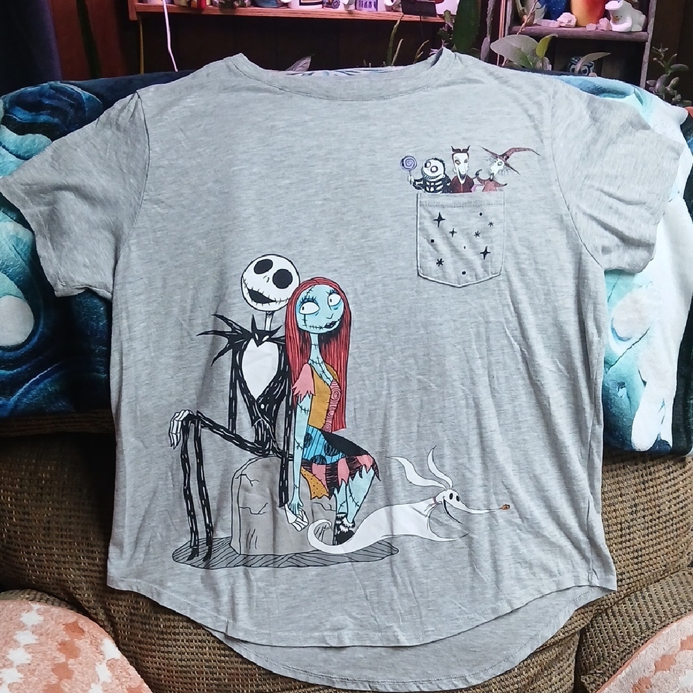 Disney Gray Nightmare Before Christmas T-Shirt Plus Size